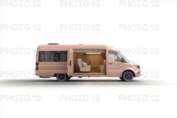 Elegant modern pink van with a luxurious, sleek design and a comfortable interior, AI generated