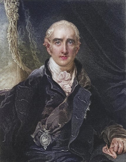 Richard Colley Wellesley, Marquis Wellesley (1760-1842), Irish-born British statesman, elder brother of Arthur Wellesley, Duke of Wellington. Governor General of India 1797-1805. engraving after a portrait by Thomas Lawrence, Historic, digitally restored reproduction from a 19th century original, Record date not stated