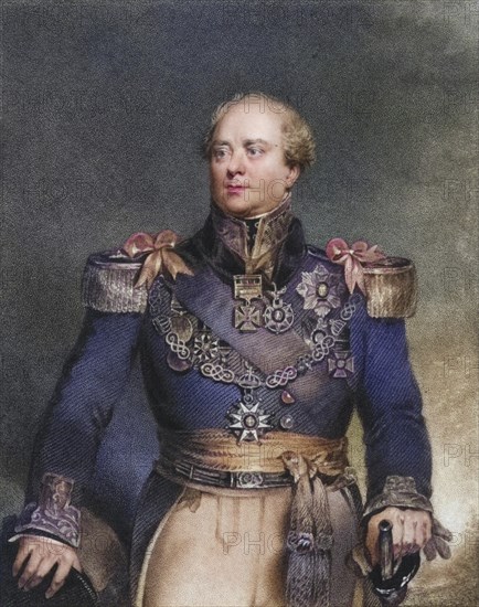 Archibald Campbell (1769-1843), British professional soldier. Colonel 1814, Major General 1825, Lieutenant General 1838, served 1788-1799 in India and in the campaign on the Iberian Peninsula during the Napoleonic Wars. Waged war in Burma: Governor General of British Burma 1826-1829. copper engraving, Historical, digitally restored reproduction from a 19th century model, Record date not stated