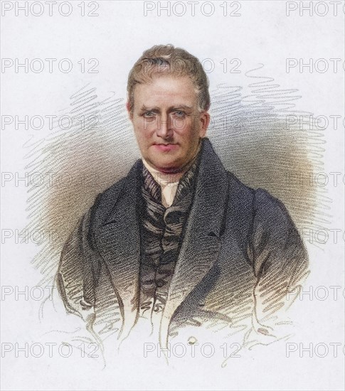 Isaac Taylor (1787-1865), English writer, artist, inventor and non-conformist clergyman who settled in Ongar, Essex, in 1811. He belonged to the extended family of artists, engravers and writers known as the Taylors of Ongar. Copper engraving, 1832, Historical, digitally restored reproduction from a 19th century original, Record date not stated