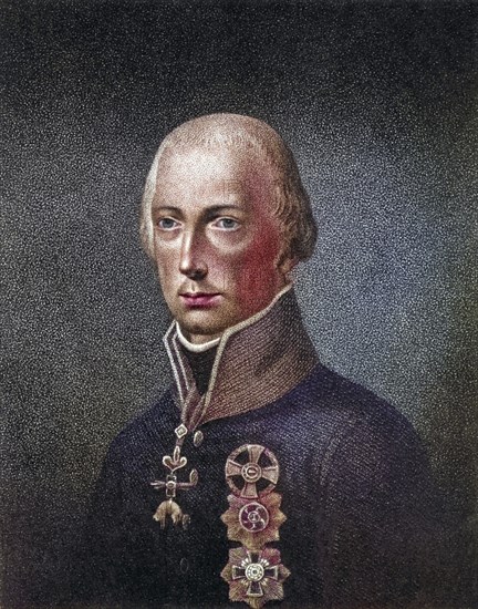 Francis II (1768-1835) of the Holy Roman Empire and from 1792 I of Austria. Son of Empress Maria Theresa. Dot engraving from History of the Wars Occasioned by the French Revolution... by CH Gifford (London, 1817) ., Historical, digitally restored reproduction from a 19th century original, Record date not stated