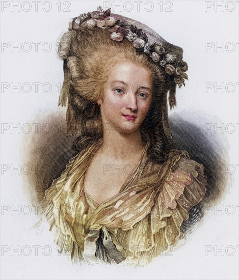 Marie Therese Louise, Princess of Lamballe (1749-92), French aristocrat, married to Louis de Bourbon. A friend of Marie Antoinette, she refused to take an oath of contempt for the monarchy and was murdered by the mob as she left the courtroom. Engraving, Historic, digitally restored reproduction from a 19th century original, Record date not stated