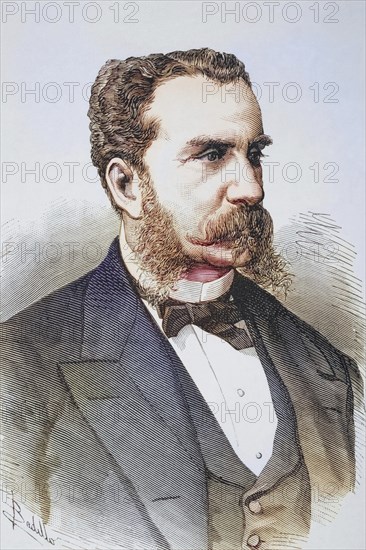 Antonio Gonzalez de Aguilar y Correa, Marquis of Vega de Armijo, born 1824, died 1908, Prime Minister of Spain from 4 December 1906 to 25 January 1907. From La Ilustracion Espanola y Americana of 1881, Historical, digitally restored reproduction from a 19th century original, Record date not stated