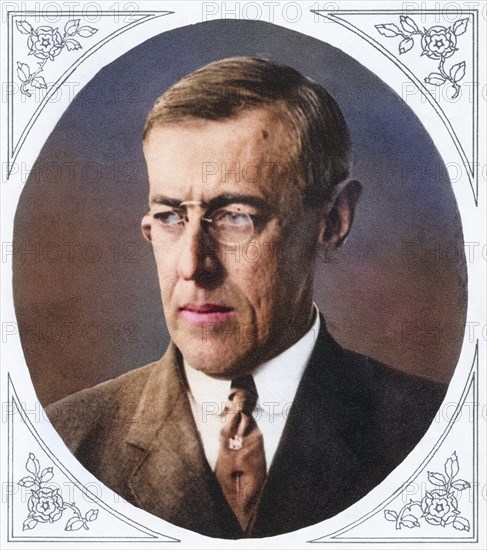 Thomas Woodrow Wilson, 1856 to 1924. 28th President of the United States. From The Illustrated War News 1915, Historic, digitally restored reproduction from a 19th century original, Record date not stated