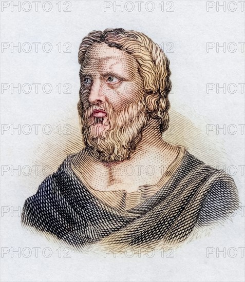 Heraclitus of Ephesus, also known as the Dark or Weeping Philosopher, born around 535 BC, died around 475 BC, pre-Socratic Greek philosopher. From the book Crabbes Historical Dictionary, published in 1825, Historical, digitally restored reproduction from a 19th century original, Record date not stated