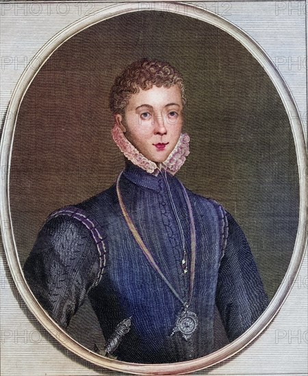 Henry Stewart Lord Darnley, also Stuart, 1545-1567, cousin and second man of Mary Stuart, father of James I of Great Britain. From an original in the Royal Palace of St James, Historical, digitally restored reproduction from a 19th century original, Record date not stated