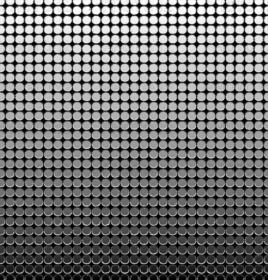 Geometric pattern of circles forming a gradient from white to black, creating an optical illusion effect