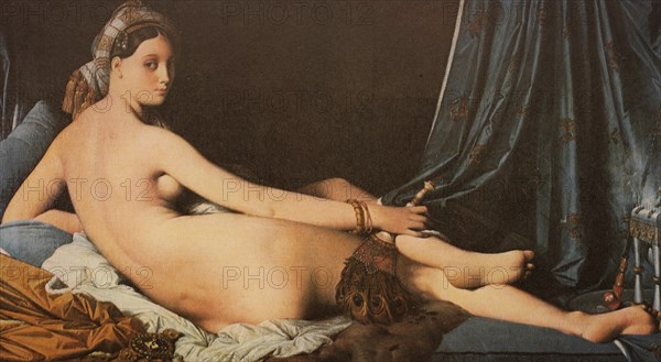 Painting by Jean-Auguste-Dominique Ingres (born 29 August 1780 in Montauban. died 14 January 1867 in Paris), French painter, The Great Odalisque, a historical term for the light-skinned concubines or chambermaids who were destined for personal service in the harem of the Sultan or other high-ranking persons of the Ottoman Empire, Historical, digitally restored reproduction from a 19th century original, Record date not stated