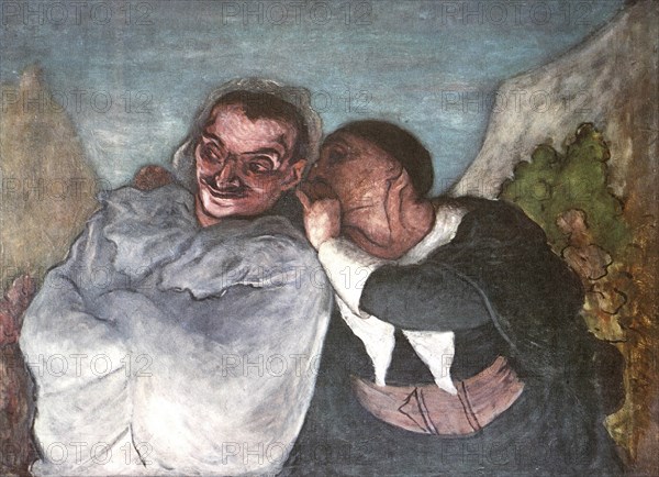 Painting by Honoré Daumier (born 26 February 1808 in Marseille. died 10 February 1879 in Valmondois, Val-d'Oise), French painter, sculptor, graphic artist and caricaturist, Crispin and Scapin, Historic, digitally restored reproduction from a 19th century original, Record date not stated