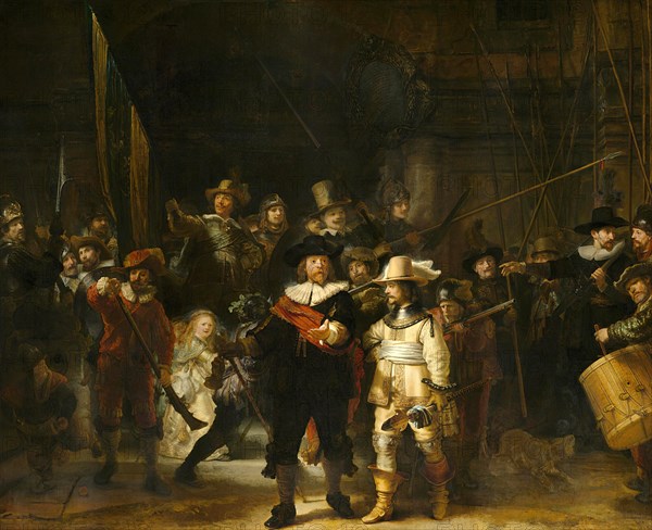 The Night Watch, Militia Company of District II under the Command of Captain Frans Banninck Cocq, Painting by Rembrandt van Rijn (1606) (1669), Historical, digitally enhanced reproduction of an original from the period