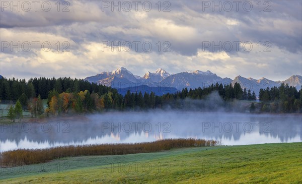 Hegratsrieder See near Füssen, storm clouds, AllgÃ¤u Alps, AllgÃ¤u, Bavaria, Germany, Europe