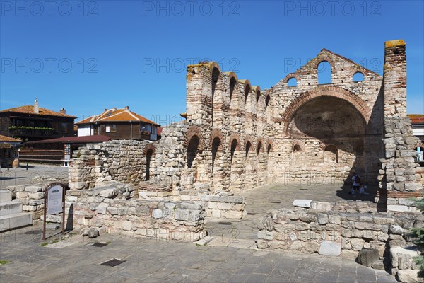 Ruins of a historic building with arched structure and exposed brickwork, Church of St Sophia, Church of St Sophia, Unesco World Heritage Site, Black Sea, Nesebar, Nessebar, Burgas, Bulgaria, Europe