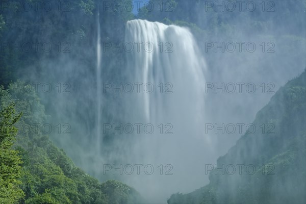 The Cascata delle Marmore, the Marble Falls, is a three-part waterfall artificially created by the Romans. Terni, Umbria, Italy, Southern Europe, Europe