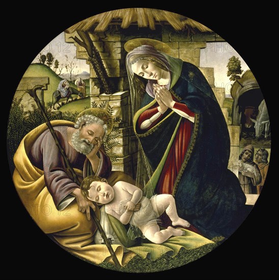 The Adoration of the Christ Child (c. 1500), Painting by Sandro Botticelli (1 March 1445, 1510), one of the most important Italian painters and draughtsmen of the early Renaissance, Historic, digitally restored reproduction from an original, Record date not stated