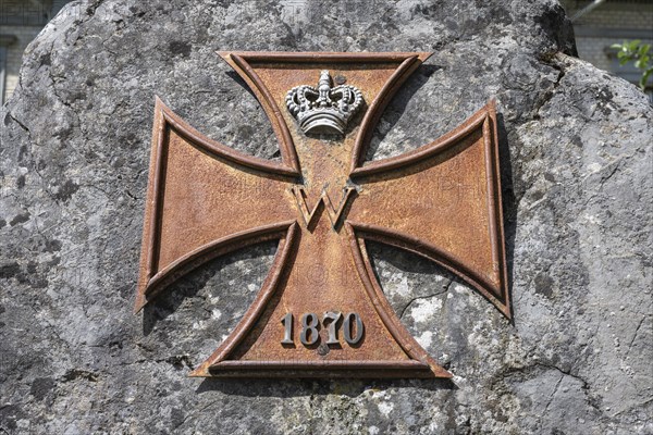 Iron cross from 1870, King Wilhelm I. Salem Castle, former imperial abbey, former monastery of Order of Cistercians, Salem, Lake Constance, Lake Constance district, Baden-Württemberg, Germany, Europe