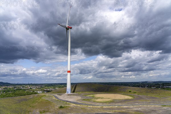 The Mottbruchhalde, wind turbine, hub height of 131 metres, type Enercon E-138, Gladbeck, North Rhine-Westphalia, Germany, Europe