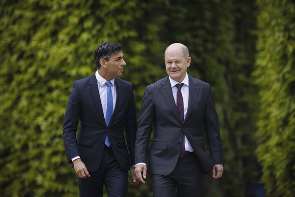 Olaf Scholz (SPD), Federal Chancellor, receives Rishi Sunak, Prime Minister of the United Kingdom of Great Britain and Northern Ireland, in the Chancellery. Berlin, 24.04.2024