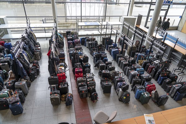 Luggage storage, cloakroom, in an exhibition hall, at the Hannover Messe, Lower Saxony, Germany, Europe