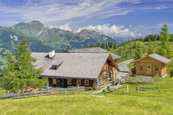 Bichlalm in Grossarl, blue sky, Hohe Tauern, alpine hut, mountain, Pongau, Salzburg, Austria, Europe