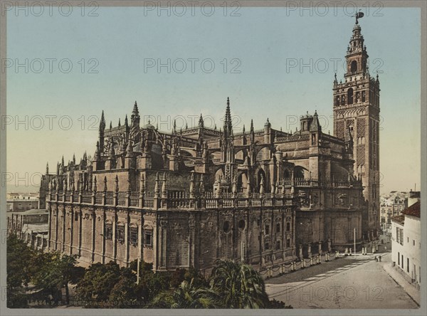 Cathedral of Seville, Andalusia, Spain, around 1890, Historical, digitally restored reproduction from a 19th century original, Europe