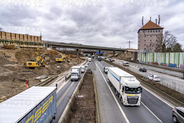 Duisburg-Kaiserberg motorway junction, complete reconstruction and new construction of the A3 and A40 junction, all bridges, ramps, carriageways are being renewed and partly widened, 8 years construction time, railway bridges running there are also being renewed, North Rhine-Westphalia, Germany, Europe