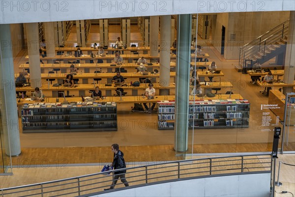 The Danish Royal Library, new building, the so-called Black Diamond, one of the reading rooms, Copenhagen, Denmark, Europe