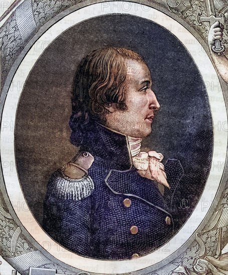 Jean Baptiste Camille de Canclaux (2 August 1740, in Paris, 27 December 1817, in Paris) was a French military leader during the French Revolution and a Peer of France, Historical, digitally restored reproduction from a 19th century original, Record date not stated