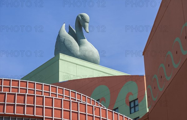 Close up of the swan on the top of the Swan Resort Hotel in Walt Disney World, Orlando, Florida, USA, United States of America, North America