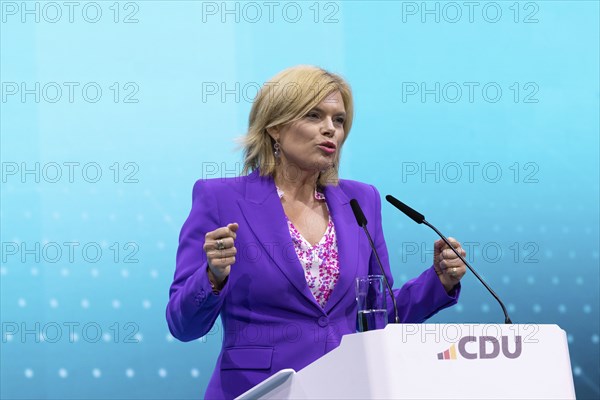 Berlin, Germany, 6 May 2024: Julia Klöckner, Treasurer of the Christian Democratic Union of Germany (CDU), speaks during the party conference of the CDU Germany 2024, Europe