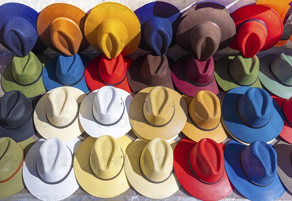 Leon colorful hats and sombreros for sale in Leons historic city center, one of the main city tourist attractions