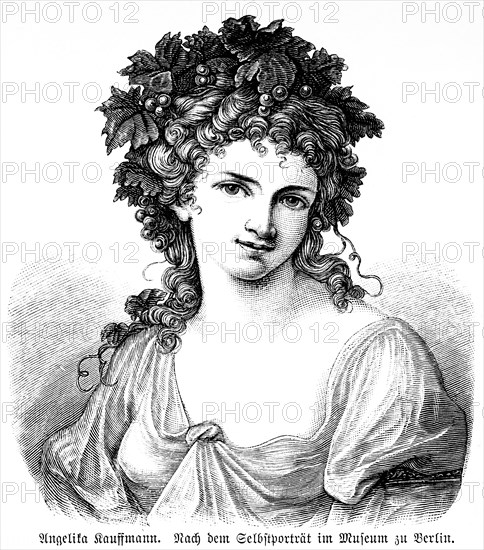 Angelika Kauffmann, artist, paintress, self-portrait, Switzerland, Italy, Lombardy, Como, Academy of Fine Arts, 18th century, history, historical illustration 1894, Europe