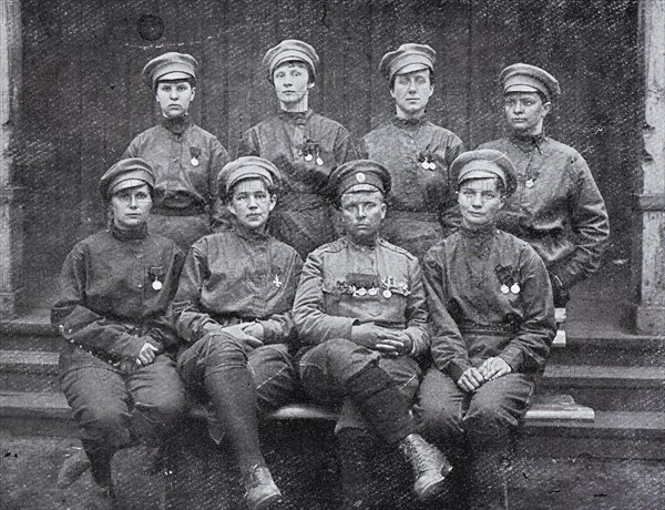 Staff officers of Female battalion, 1917, Saint Petersburg, Russia, Europe