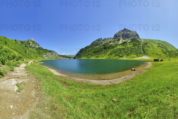 Tappenkarsee with Wildkarkopf, mountain lake, RadstÃ¤tter Tauern, landscape conservation area, Kleinarl, Pongau, Salzburg