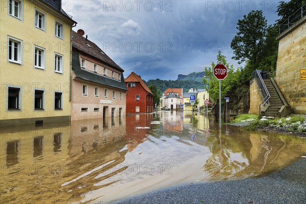 Flood in Königstein in Saxon Switzerland