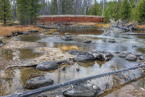 Large rocks in the water of redfick creek near Stanley, Idaho