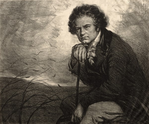 Ludwig van Beethoven, 17 December 1770 - 26 March 1827, was a German composer and pianist, Historical, digitally restored reproduction from an original of the period