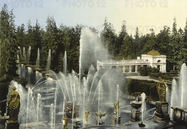 Peterhof of the Palace, St. Petersburg, Russia, c. 1890, Historic, digitally enhanced reproduction of a photochrome print from 1895, Europe