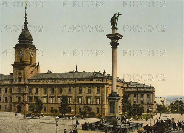 The Royal Castle in Warsaw, Poland, c. 1890, Historic, digitally enhanced reproduction of a photochrome print from 1895, Europe