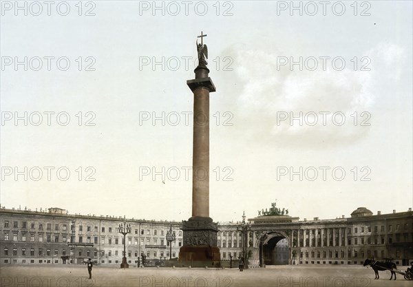 The Palace Square and the Ministry, St. Petersburg, Russia, c. 1890, Historic, digitally enhanced reproduction of a photochrome print of the period, Europe