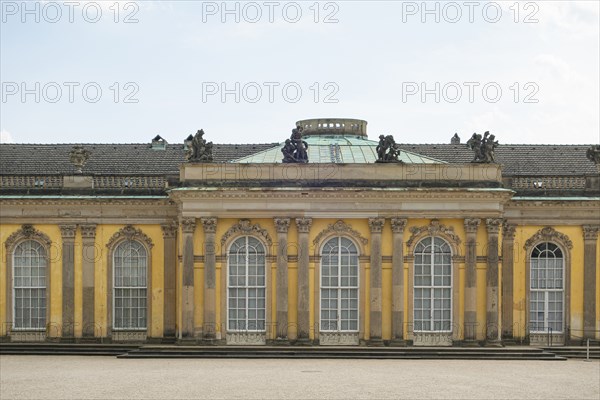 Facade, Rear, Palace, Sanssouci, Potsdam, Brandenburg, Germany, Europe