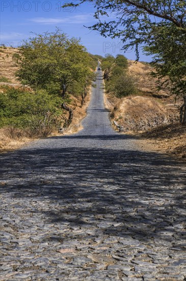 Road with cobble stone. Fogo. Cabo Verde. Africa