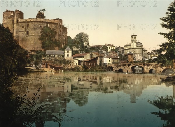 Clisson, Cliczon, Klison or Sklison, in the Loire-Atlantique department in the Pays de la Loire region, France, c. 1890, Historical, digitally enhanced reproduction of a photochrome print from 1895, Europe