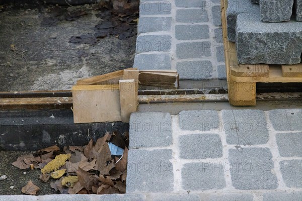 The historic Sohienstrasse in Dresden's Old Town, receives new tram tracks and a cobblestone pavement in keeping with its status as a listed building