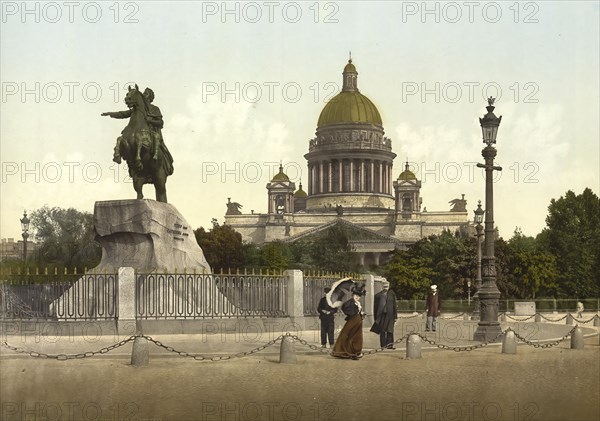 Peter the Great Square, St. Petersburg, Russia, c. 1890, Historic, digitally enhanced reproduction of a photochrome print from 1895, Europe