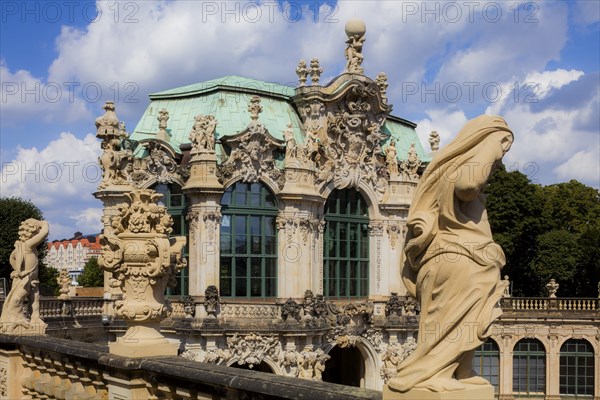 The Zwinger in Dresden is one of the most famous baroque buildings in Germany and houses museums of world renown. Wall pavilion. with Hercules Saxonicus