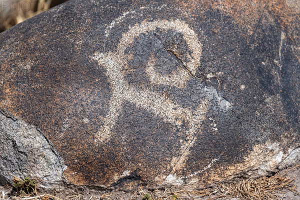 Prehistoric rock rock painting, near Tokmok, Chuy, Kyrgyzstan, Asia