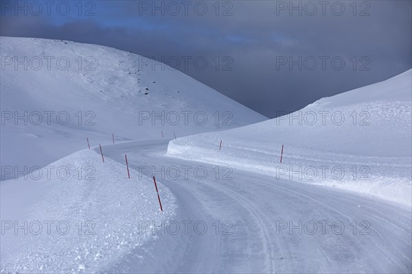 Winter road conditions on Mageroya, North Cape, Norway, Europe