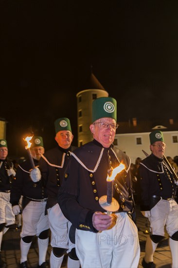 Miners pay their respects on the Schlossplatz