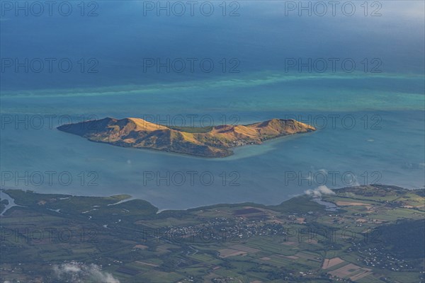 Aerial of little islets of the coast of Viti Levu, Fiji, South Pacific, Oceania