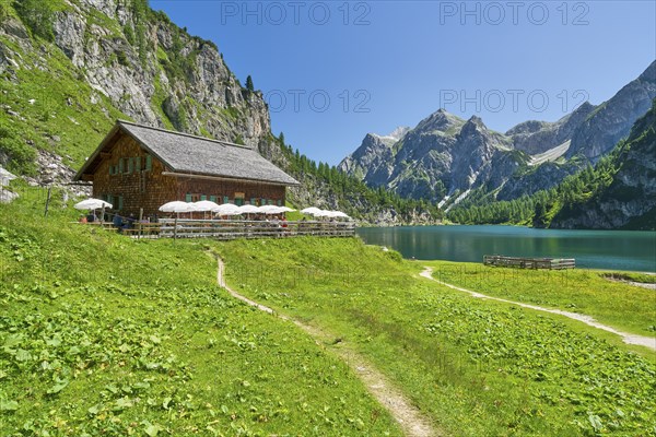 Tappenkarsee Alm with Tappenkarsee, Wildkarhöhe and Stierkarkopf, Radstätter Tauern, landscape conservation area, Kleinarl, Pongau, Salzburg